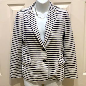 Cream/Dark Blue Striped Blazer